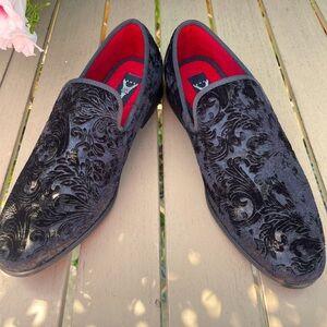Enzo Men’s Vintage Style Velvet Flowers Loafers, Size 9.5 NWOT